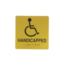 japan CUSTOM silvery YELLOW safety metal Acrylic braille toilet sign for handicapped for Shangchao Hardware